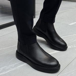 نیم بوت تمام چرم طبیعی دو طرف کش مدل تایتان